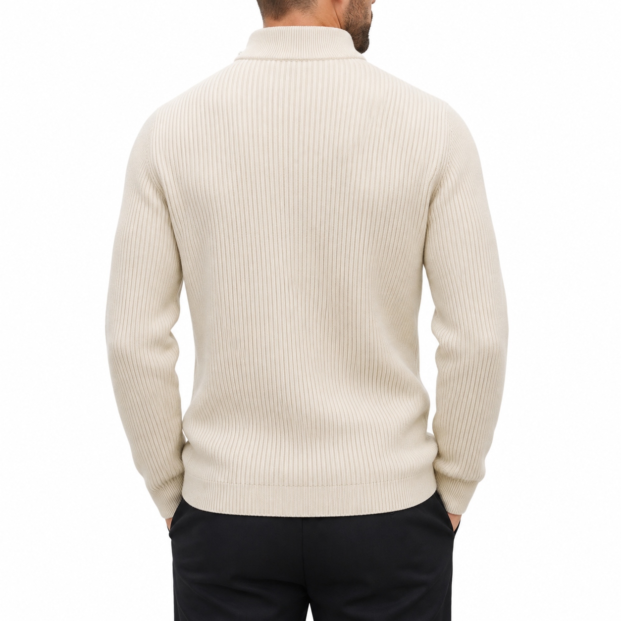 OUTLET™ Premium Striped Quarter-Zip Sweater
